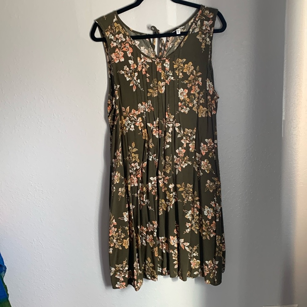 Sonoma Olive Floral Pleated Tank Dress XXL